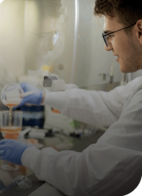 Men doing experiment in Lab